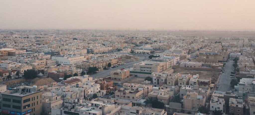 Vista aérea de Riad, Arabia Saudita.