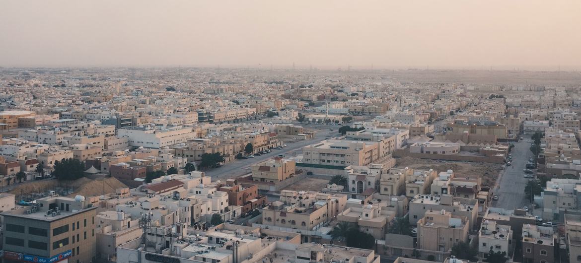 Vista aérea de Riad, Arabia Saudita.